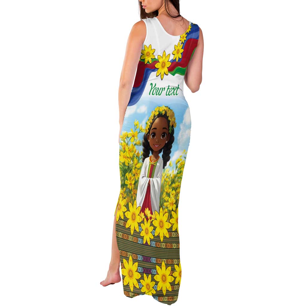 Happy Enkutatash Eritrea Personalized Tank Maxi Dress Beautiful Girl Adey Abeba Flower - Wonder Print Shop