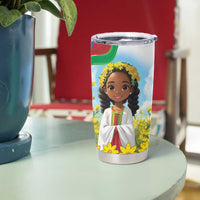 Happy Enkutatash Eritrea Personalized Tumbler Cup Beautiful Girl Adey Abeba Flower - Wonder Print Shop