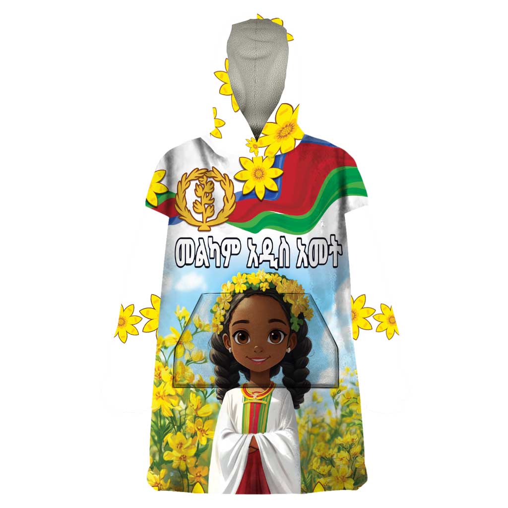 Happy Enkutatash Eritrea Personalized Wearable Blanket Hoodie Beautiful Girl Adey Abeba Flower - Wonder Print Shop