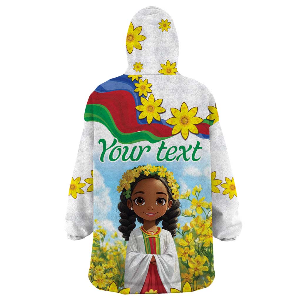 Happy Enkutatash Eritrea Personalized Wearable Blanket Hoodie Beautiful Girl Adey Abeba Flower - Wonder Print Shop