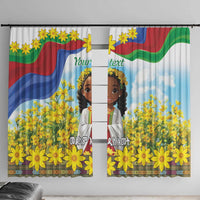 Happy Enkutatash Eritrea Personalized Window Curtain Beautiful Girl Adey Abeba Flower - Wonder Print Shop