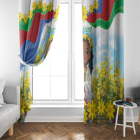 Happy Enkutatash Eritrea Personalized Window Curtain Beautiful Girl Adey Abeba Flower - Wonder Print Shop