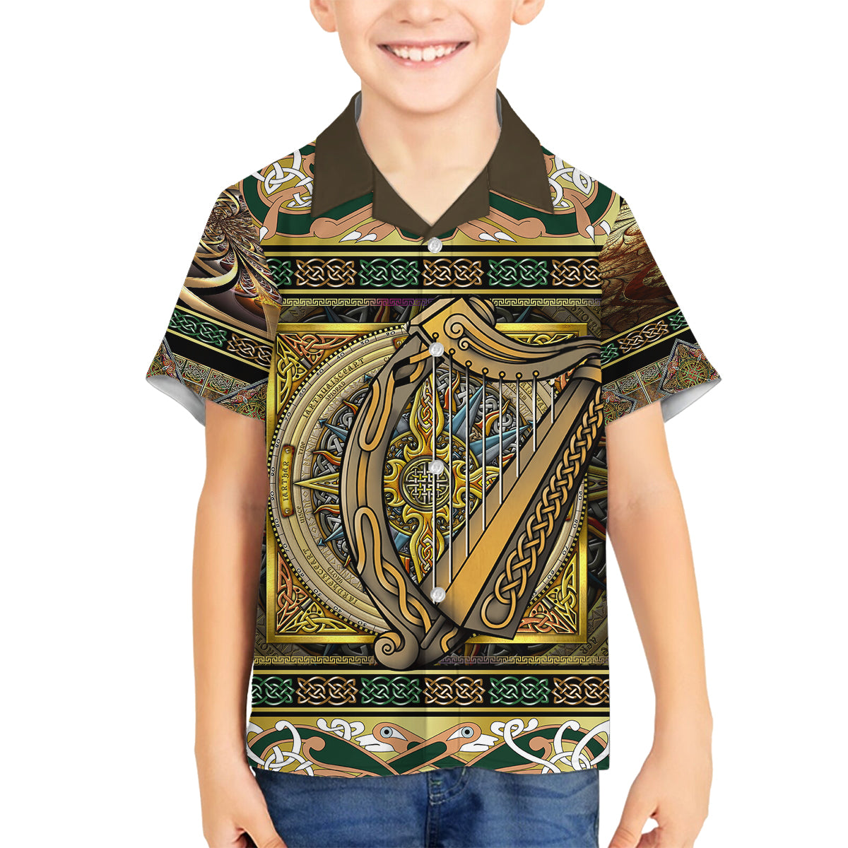 Ireland Shamrock Family Matching Mermaid Dress and Hawaiian Shirt Celtic Knot Traditional Irish Symbol LT9 - Wonder Print Shop