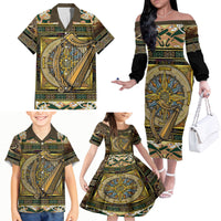 Ireland Shamrock Family Matching Off Shoulder Long Sleeve Dress and Hawaiian Shirt Celtic Knot Traditional Irish Symbol - Wonder Print Shop