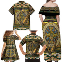 Ireland Shamrock Family Matching Off Shoulder Maxi Dress and Hawaiian Shirt Celtic Knot Traditional Irish Symbol LT9 - Wonder Print Shop