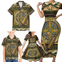 Ireland Shamrock Family Matching Short Sleeve Bodycon Dress and Hawaiian Shirt Celtic Knot Traditional Irish Symbol - Wonder Print Shop