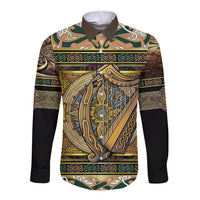 Ireland Shamrock Long Sleeve Button Shirt Celtic Knot Traditional Irish Symbol - Wonder Print Shop