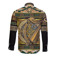 Ireland Shamrock Long Sleeve Button Shirt Celtic Knot Traditional Irish Symbol - Wonder Print Shop