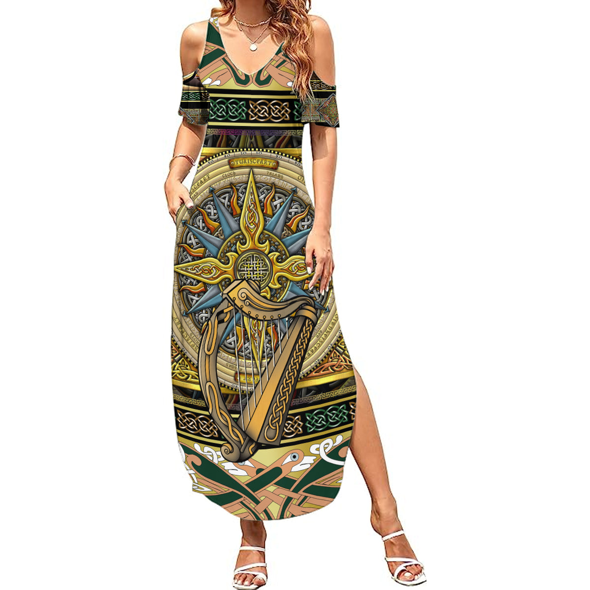 Ireland Shamrock Summer Maxi Dress Celtic Knot Traditional Irish Symbol - Wonder Print Shop