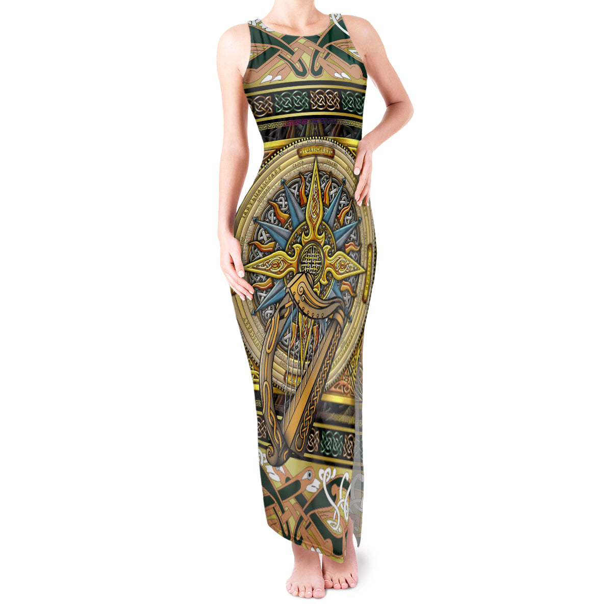 Ireland Shamrock Tank Maxi Dress Celtic Knot Traditional Irish Symbol - Wonder Print Shop