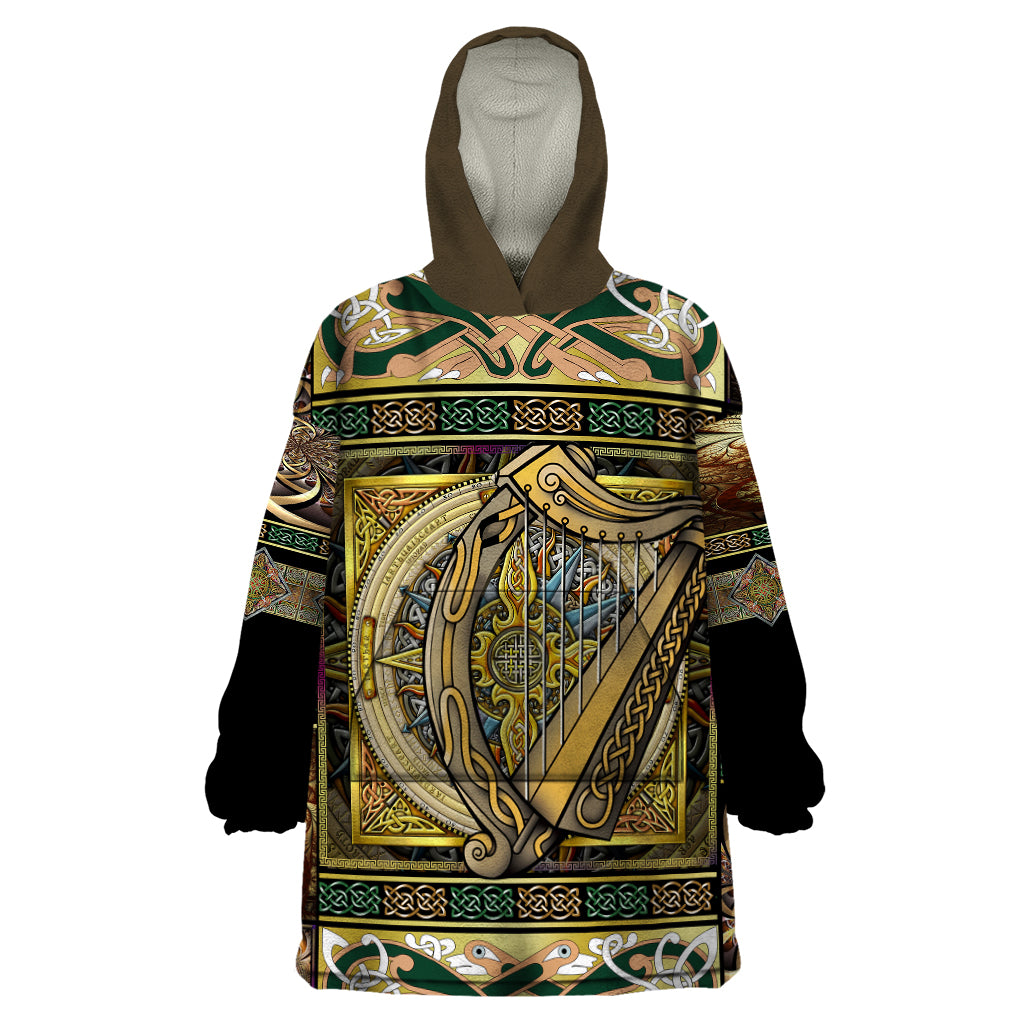 Ireland Shamrock Wearable Blanket Hoodie Celtic Knot Traditional Irish Symbol - Wonder Print Shop