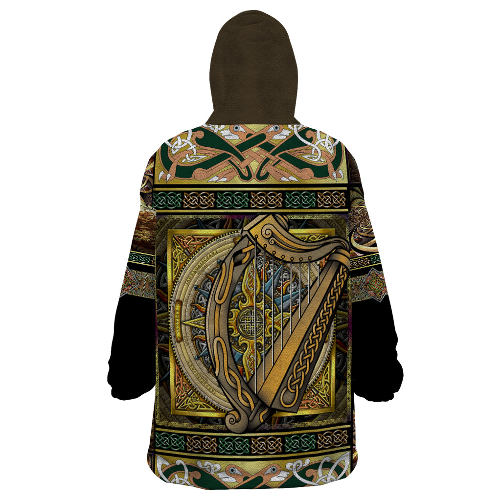 Ireland Shamrock Wearable Blanket Hoodie Celtic Knot Traditional Irish Symbol - Wonder Print Shop