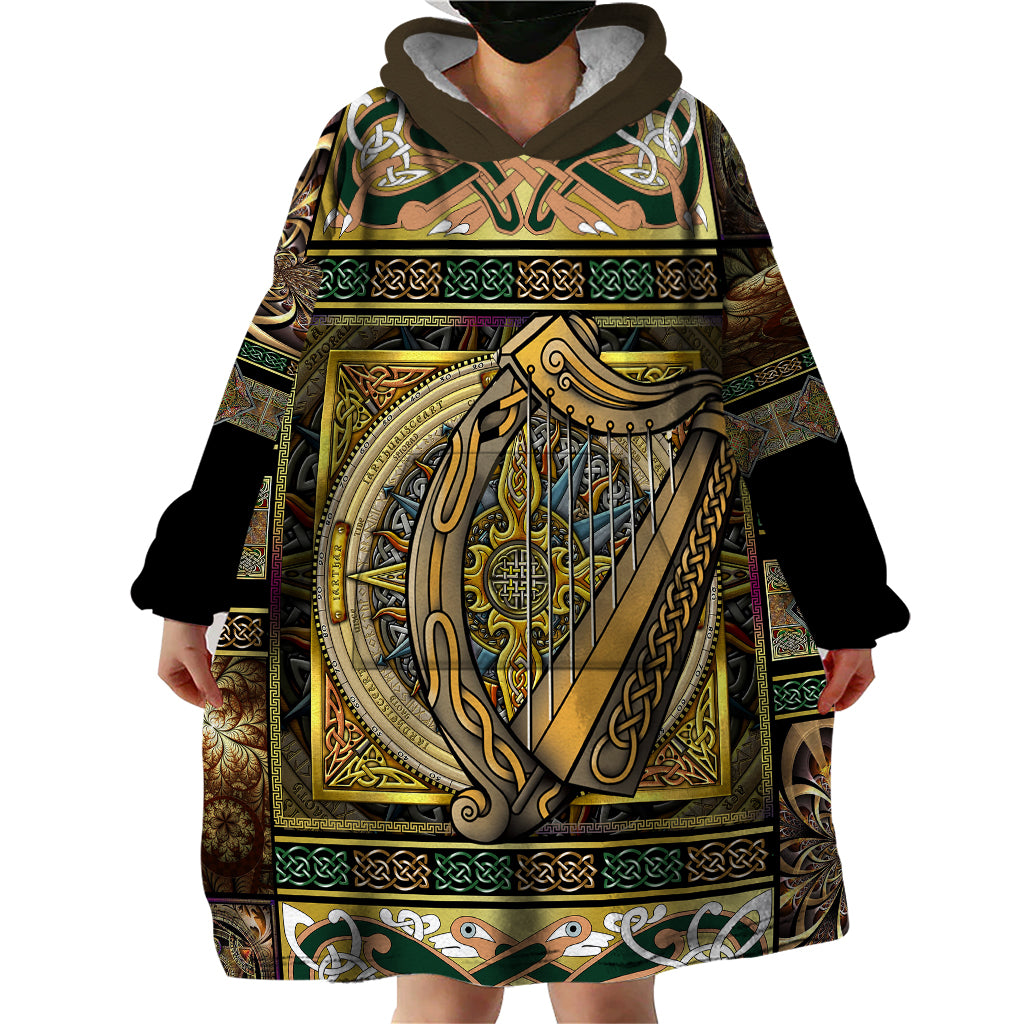 Ireland Shamrock Wearable Blanket Hoodie Celtic Knot Traditional Irish Symbol - Wonder Print Shop