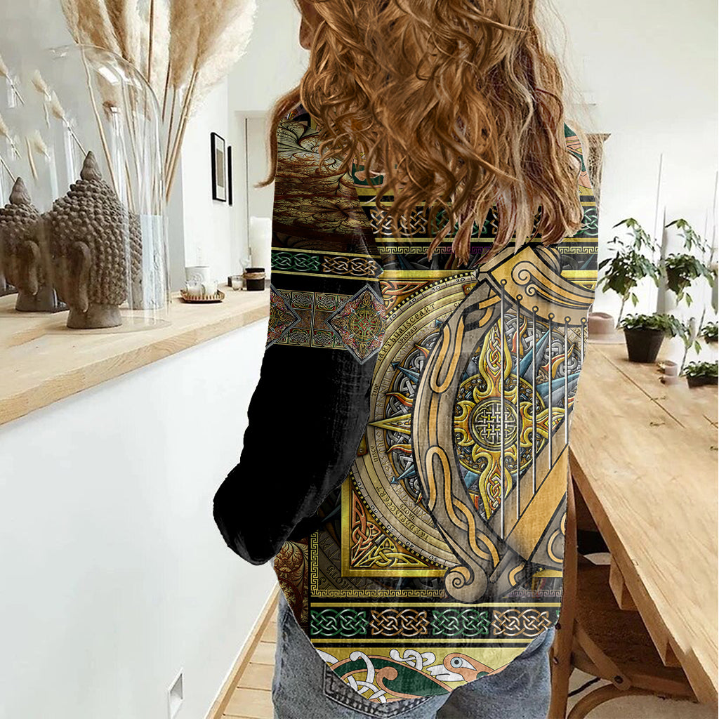 Ireland Shamrock Women Casual Shirt Celtic Knot Traditional Irish Symbol - Wonder Print Shop