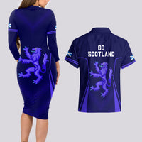 Scotland Rugby Couples Matching Long Sleeve Bodycon Dress and Hawaiian Shirt Scottish Thistle World Cup 2023 LT9 - Wonder Print Shop