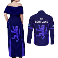 Scotland Rugby Couples Matching Off Shoulder Maxi Dress and Long Sleeve Button Shirts Scottish Thistle World Cup 2023 LT9 - Wonder Print Shop