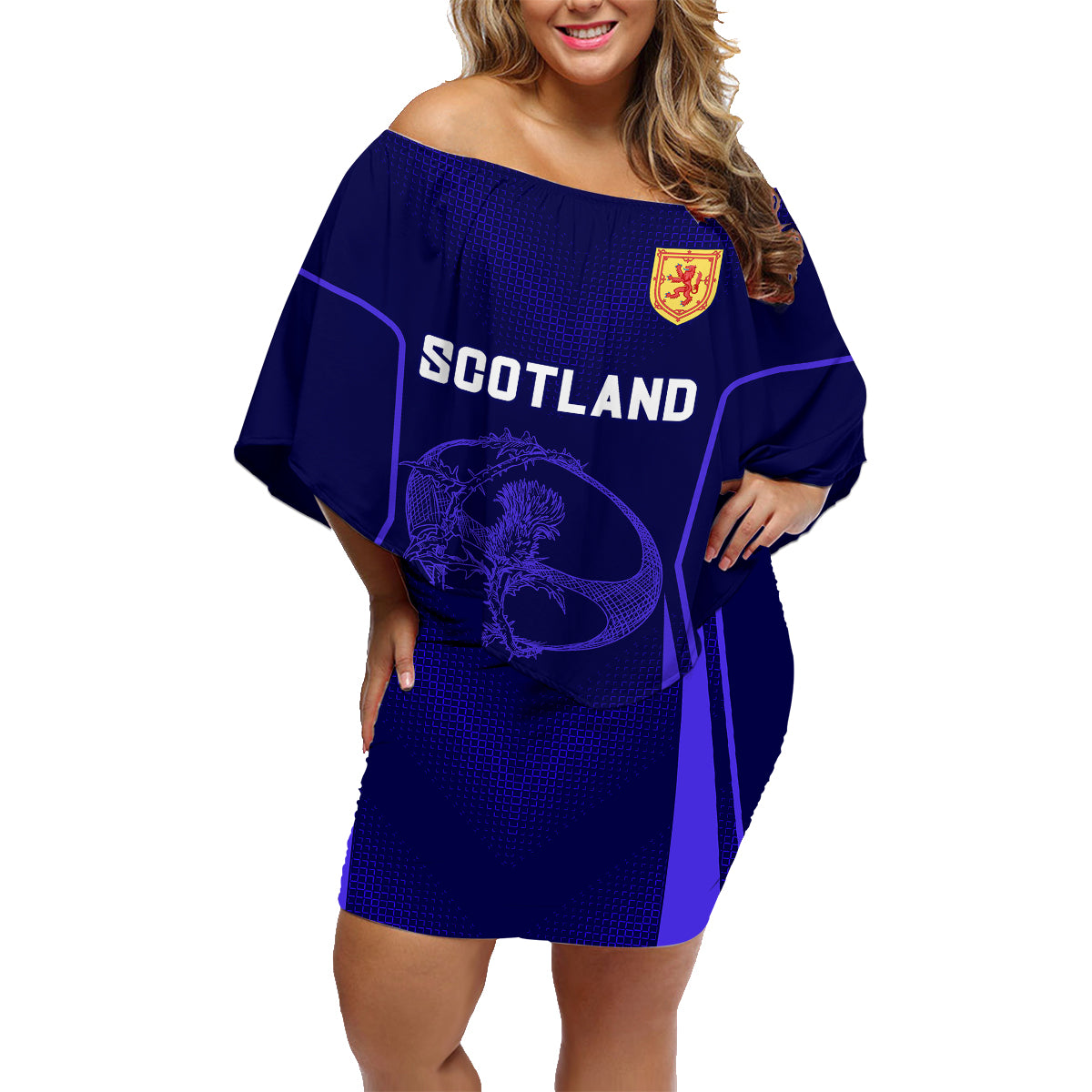 Scotland Rugby Family Matching Off Shoulder Short Dress and Hawaiian Shirt Scottish Thistle World Cup 2023 LT9 - Wonder Print Shop