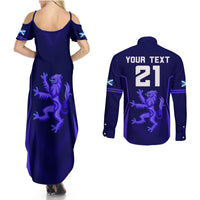 Custom Scotland Rugby Couples Matching Summer Maxi Dress and Long Sleeve Button Shirts Scottish Thistle World Cup 2023 LT9 - Wonder Print Shop