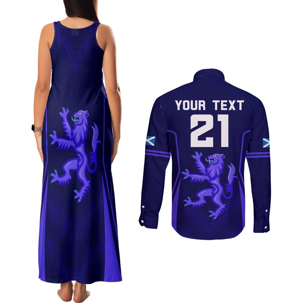 Custom Scotland Rugby Couples Matching Tank Maxi Dress and Long Sleeve Button Shirts Scottish Thistle World Cup 2023 LT9 - Wonder Print Shop
