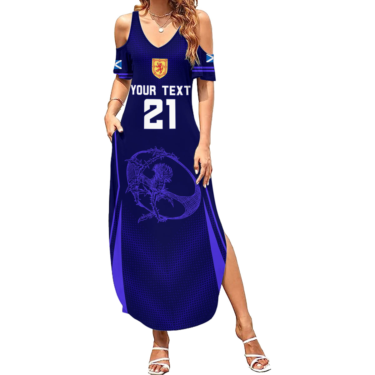 Custom Scotland Rugby Family Matching Summer Maxi Dress and Hawaiian Shirt Scottish Thistle World Cup 2023 - Wonder Print Shop