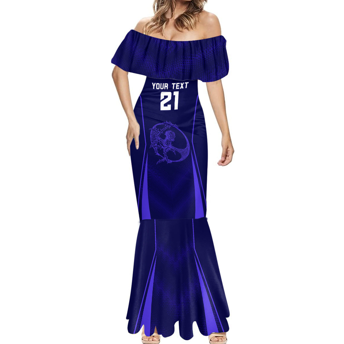 Custom Scotland Rugby Mermaid Dress Scottish Thistle World Cup 2023 - Wonder Print Shop