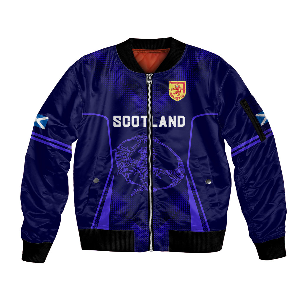 Custom Scotland Rugby Sleeve Zip Bomber Jacket Scottish Thistle World Cup 2023 - Wonder Print Shop