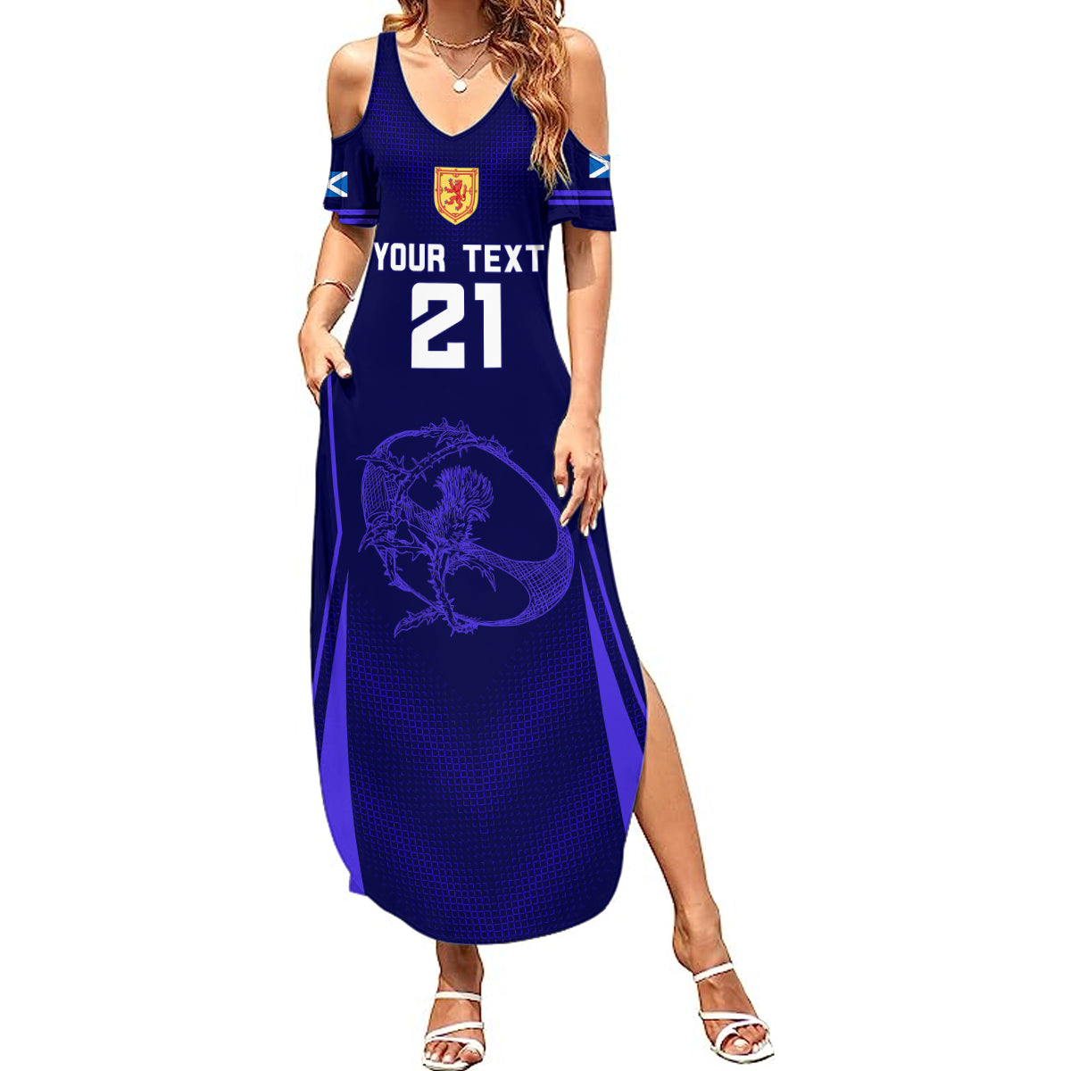Custom Scotland Rugby Summer Maxi Dress Scottish Thistle World Cup 2023 - Wonder Print Shop