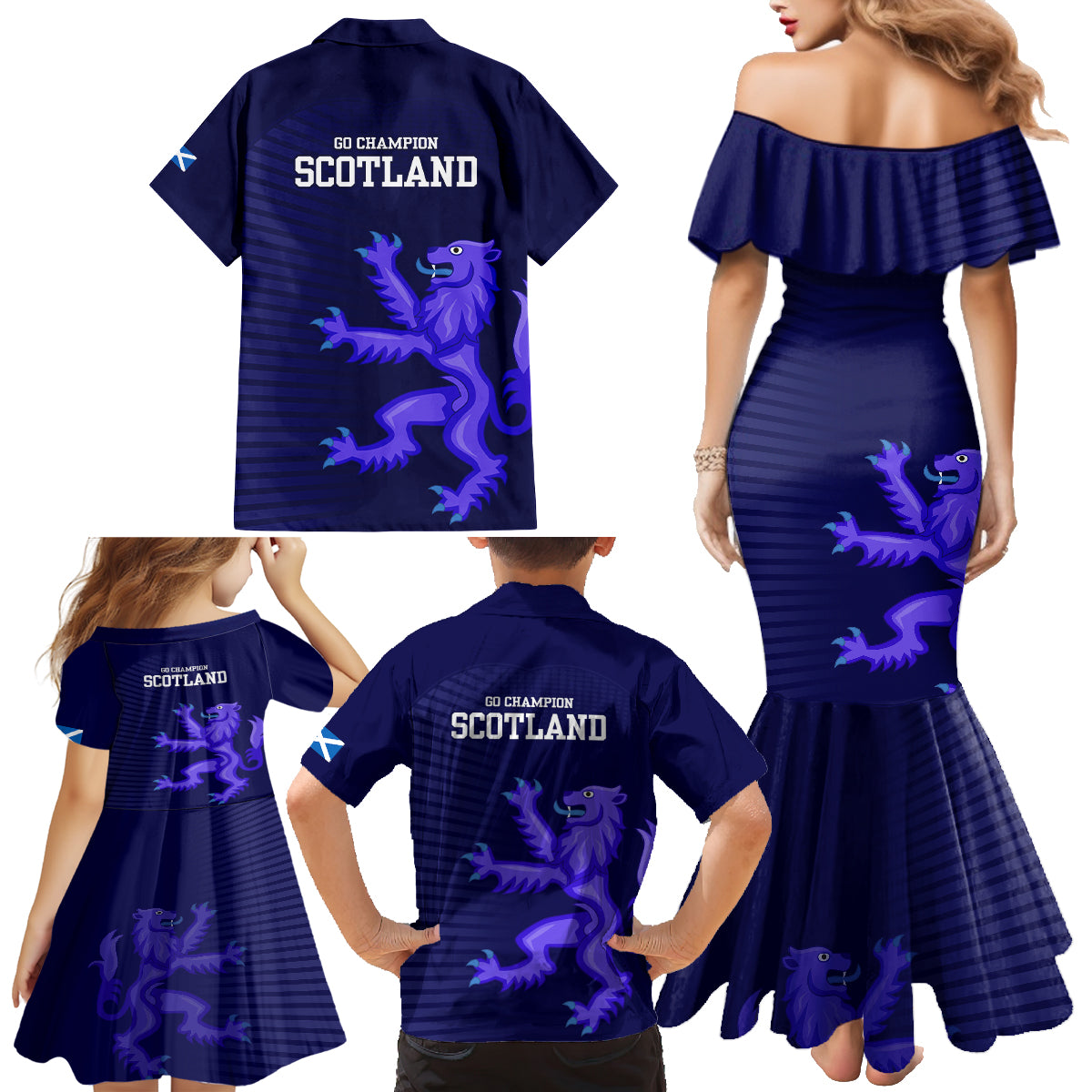 Scotland Rugby Family Matching Mermaid Dress and Hawaiian Shirt Go Scottish World Cup Sporty Style LT9 - Wonder Print Shop