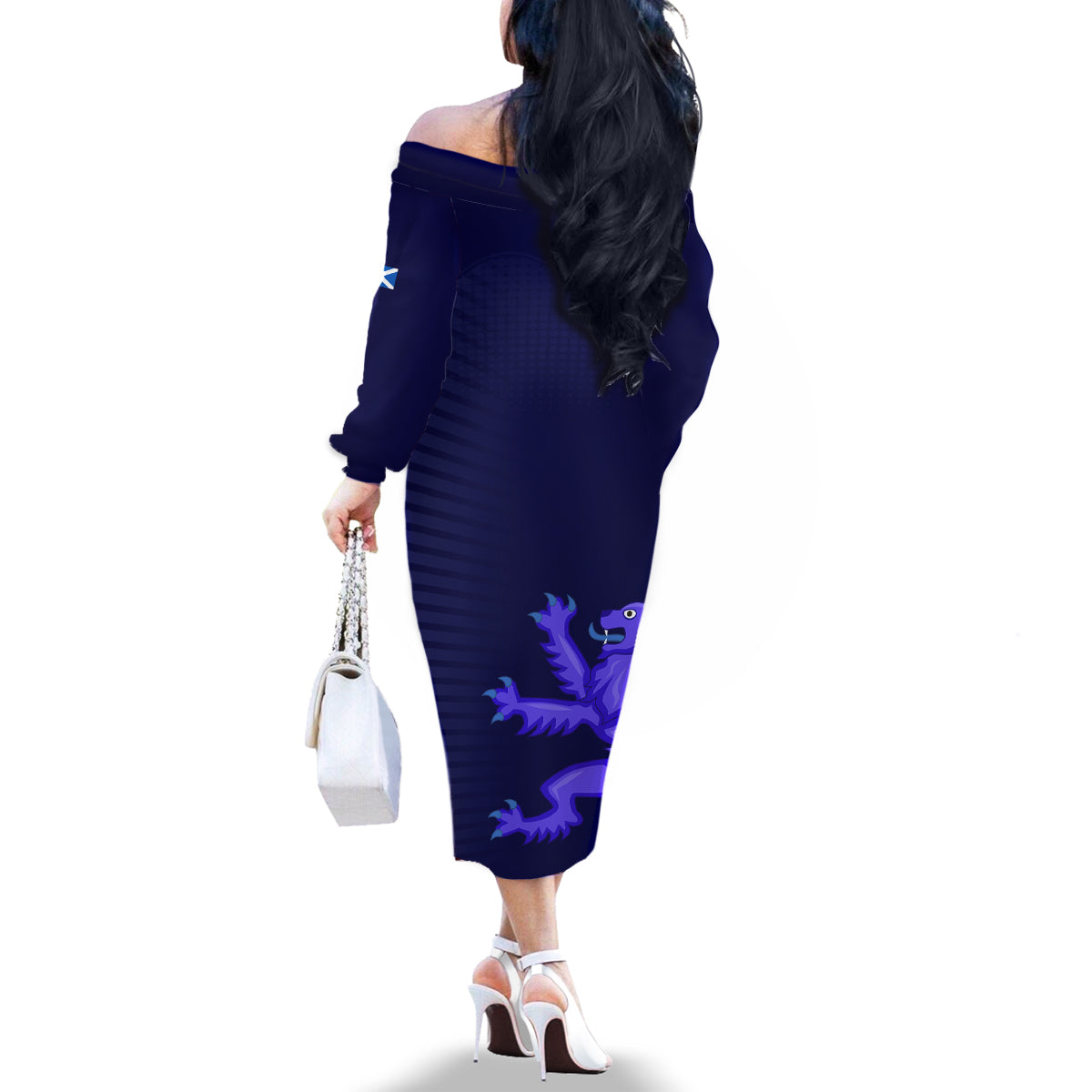 Scotland Rugby Family Matching Off Shoulder Long Sleeve Dress and Hawaiian Shirt Go Scottish World Cup Sporty Style - Wonder Print Shop