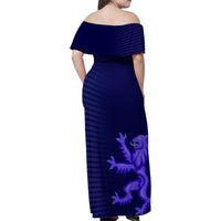 Scotland Rugby Family Matching Off Shoulder Maxi Dress and Hawaiian Shirt Go Scottish World Cup Sporty Style LT9 - Wonder Print Shop