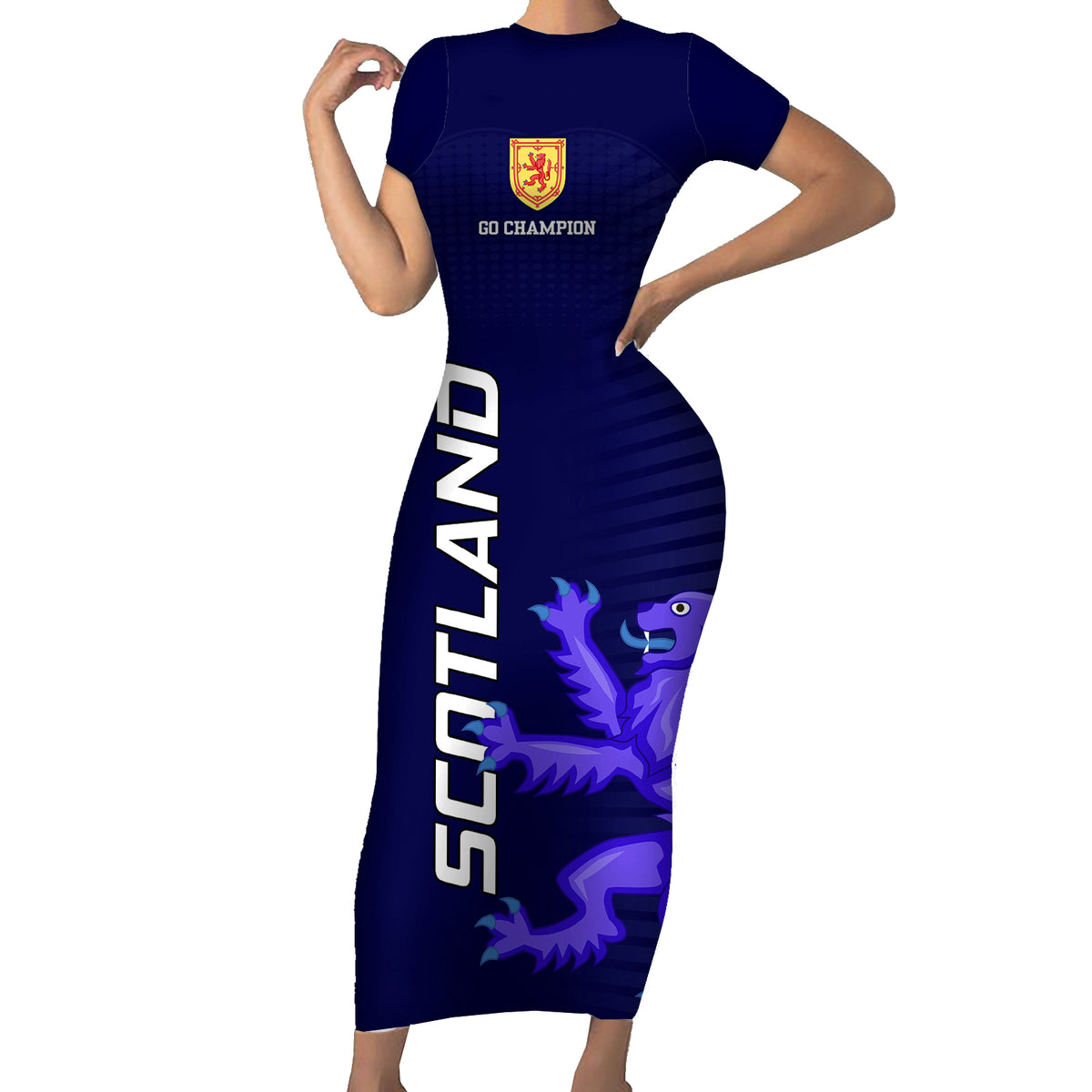 Scotland Rugby Short Sleeve Bodycon Dress Go Scottish World Cup Sporty Style - Wonder Print Shop