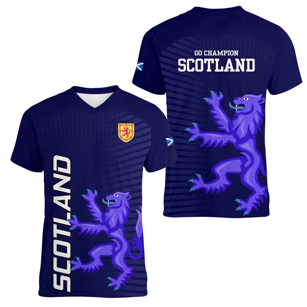 Scotland Rugby Women V Neck T Shirt Go Scottish World Cup Sporty Style - Wonder Print Shop