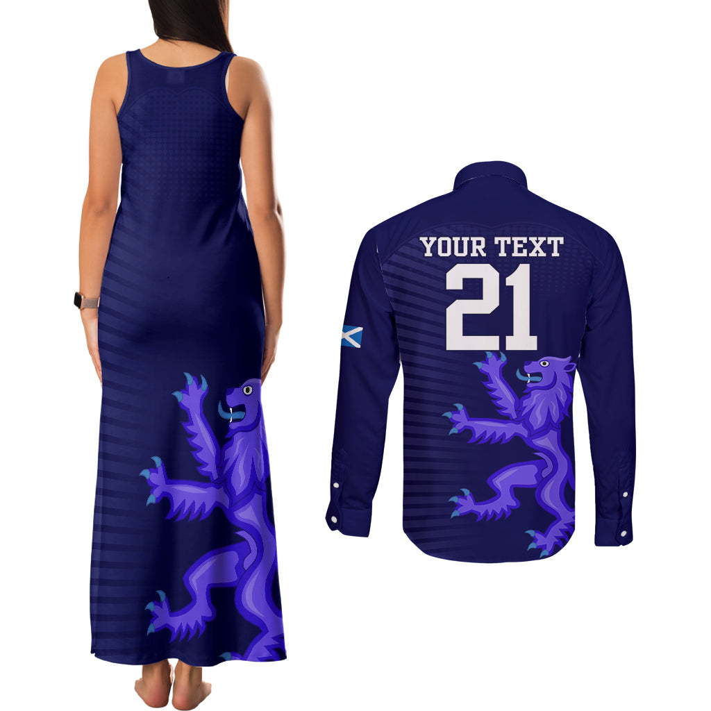 Custom Scotland Rugby Couples Matching Tank Maxi Dress and Long Sleeve Button Shirts Go Scottish World Cup Sporty Style LT9 - Wonder Print Shop