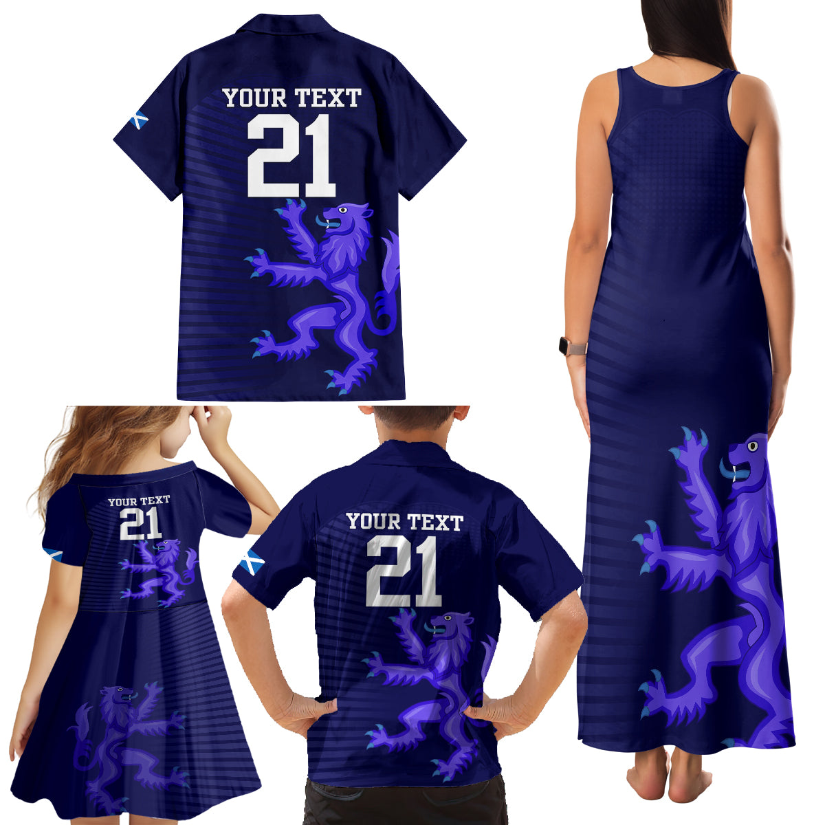 Custom Scotland Rugby Family Matching Tank Maxi Dress and Hawaiian Shirt Go Scottish World Cup Sporty Style - Wonder Print Shop