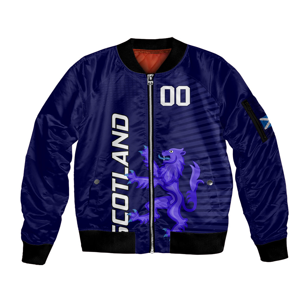 Custom Scotland Rugby Sleeve Zip Bomber Jacket Go Scottish World Cup Sporty Style - Wonder Print Shop