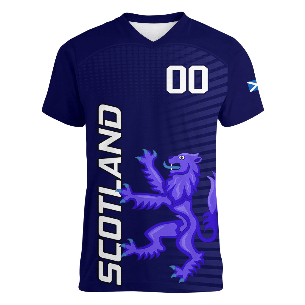 Custom Scotland Rugby Women V Neck T Shirt Go Scottish World Cup Sporty Style - Wonder Print Shop