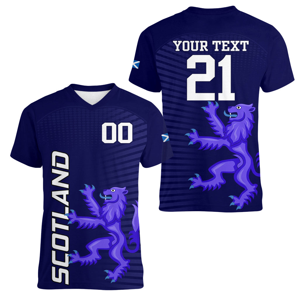 Custom Scotland Rugby Women V Neck T Shirt Go Scottish World Cup Sporty Style - Wonder Print Shop