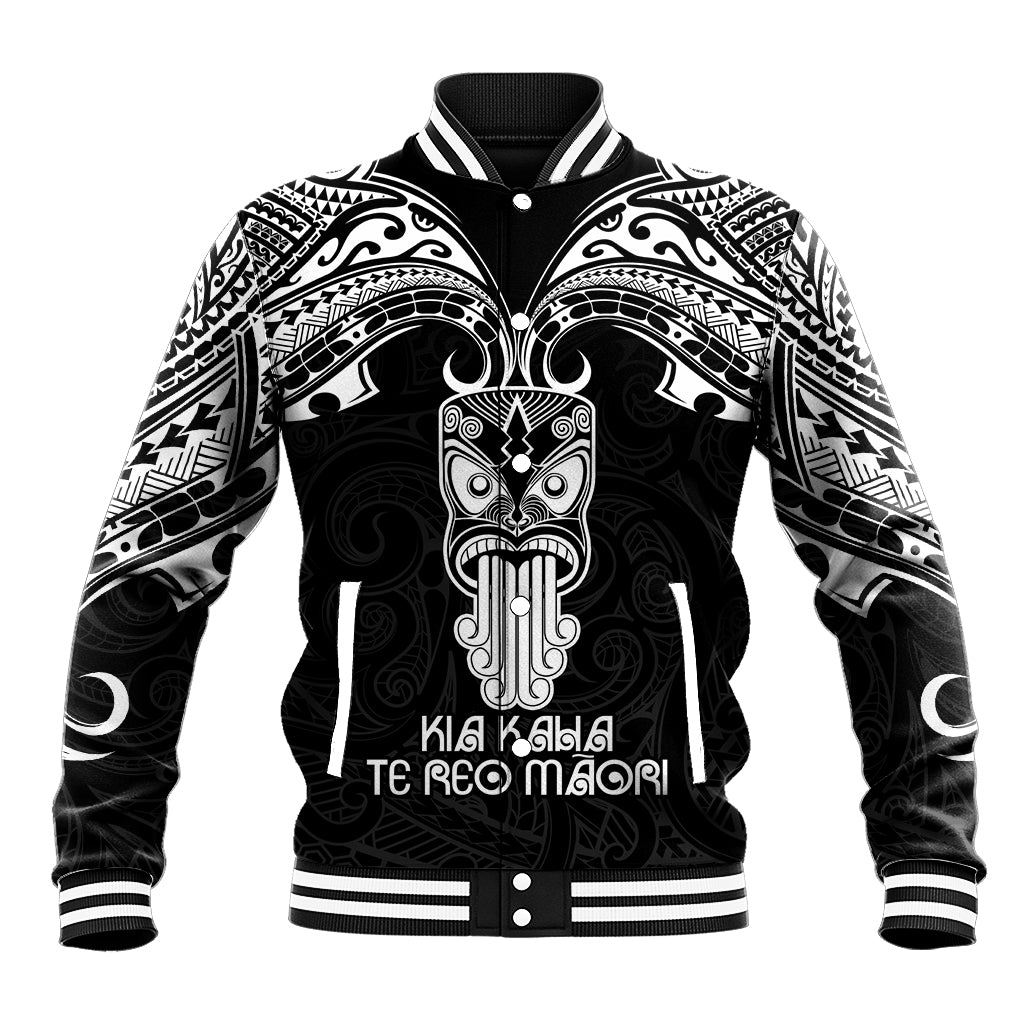 New Zealand Te Reo Maori Baseball Jacket Kia Kaha Maori Language Week Black Style LT9 - Wonder Print Shop