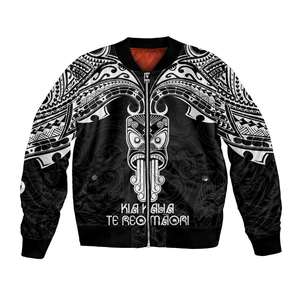 New Zealand Te Reo Maori Bomber Jacket Kia Kaha Maori Language Week Black Style LT9 - Wonder Print Shop