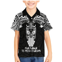 New Zealand Te Reo Maori Family Matching Mermaid Dress and Hawaiian Shirt Kia Kaha Maori Language Week Black Style LT9 - Wonder Print Shop