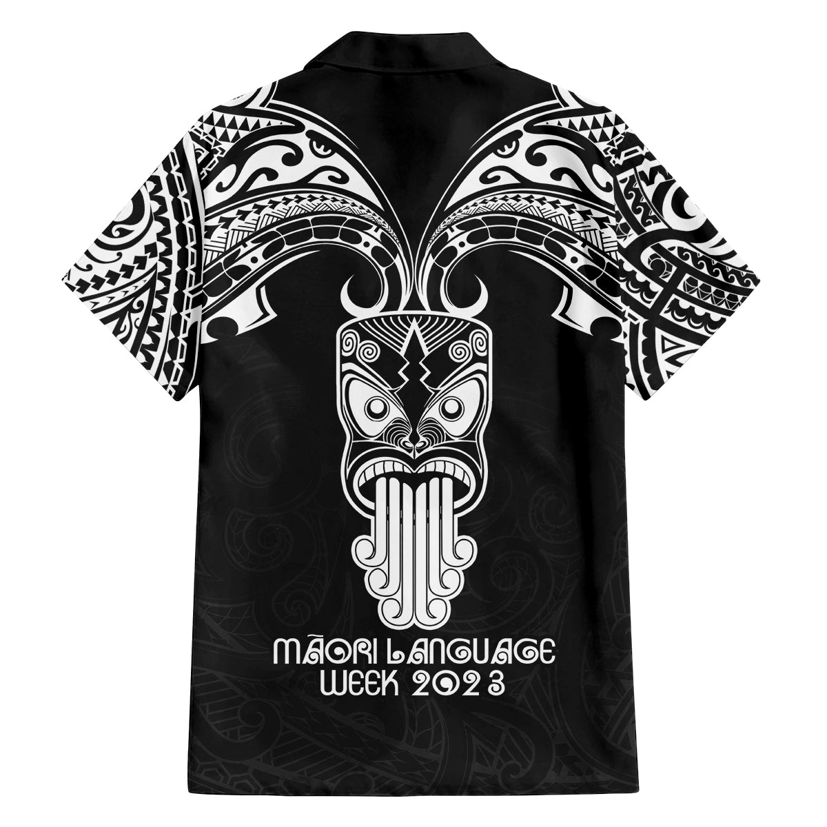 New Zealand Te Reo Maori Family Matching Off Shoulder Long Sleeve Dress and Hawaiian Shirt Kia Kaha Maori Language Week Black Style - Wonder Print Shop