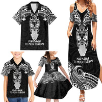 New Zealand Te Reo Maori Family Matching Summer Maxi Dress and Hawaiian Shirt Kia Kaha Maori Language Week Black Style - Wonder Print Shop