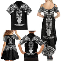 New Zealand Te Reo Maori Family Matching Summer Maxi Dress and Hawaiian Shirt Kia Kaha Maori Language Week Black Style - Wonder Print Shop