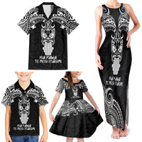New Zealand Te Reo Maori Family Matching Tank Maxi Dress and Hawaiian Shirt Kia Kaha Maori Language Week Black Style - Wonder Print Shop