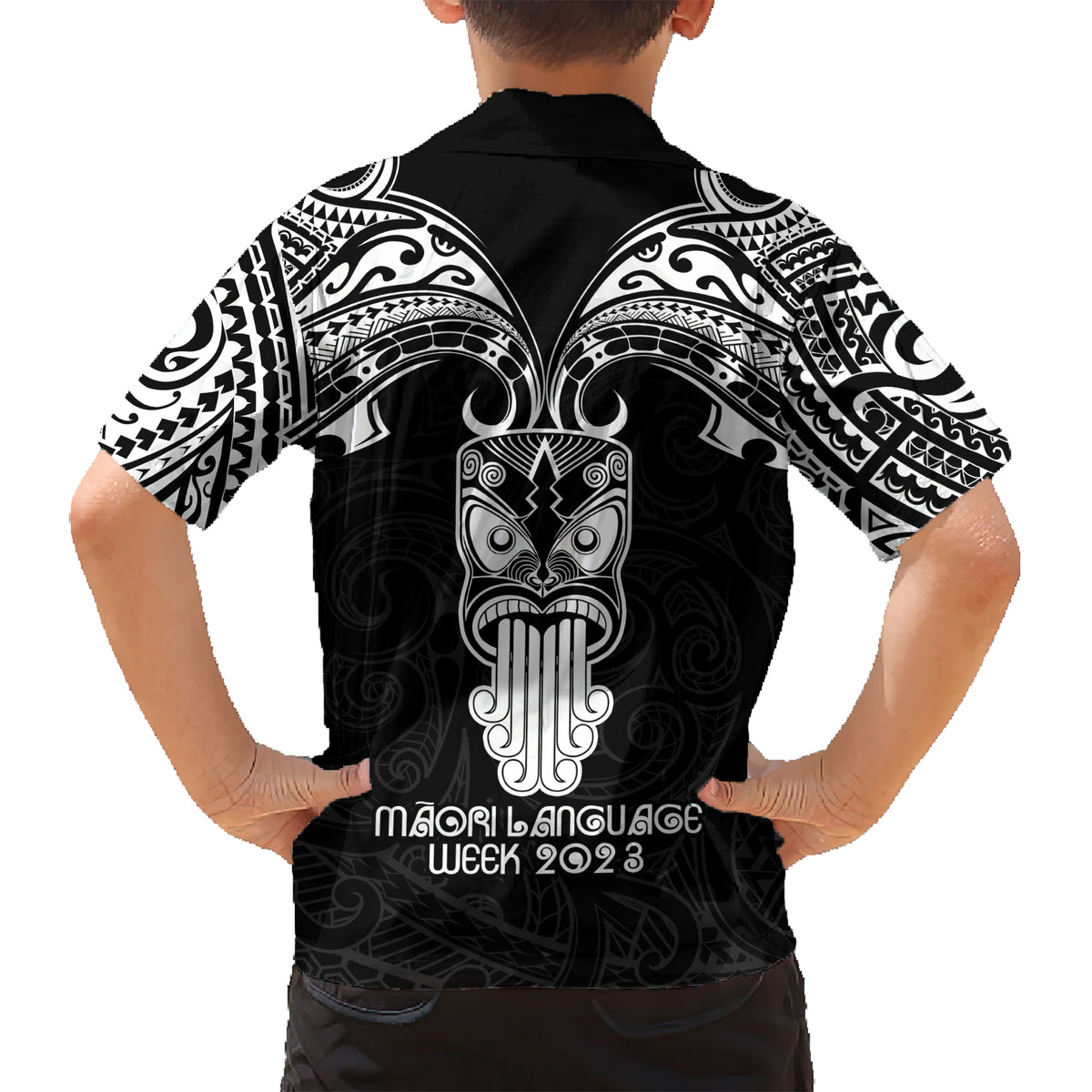 New Zealand Te Reo Maori Kid Hawaiian Shirt Kia Kaha Maori Language Week Black Style - Wonder Print Shop
