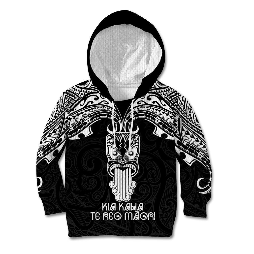 New Zealand Te Reo Maori Kid Hoodie Kia Kaha Maori Language Week Black Style - Wonder Print Shop