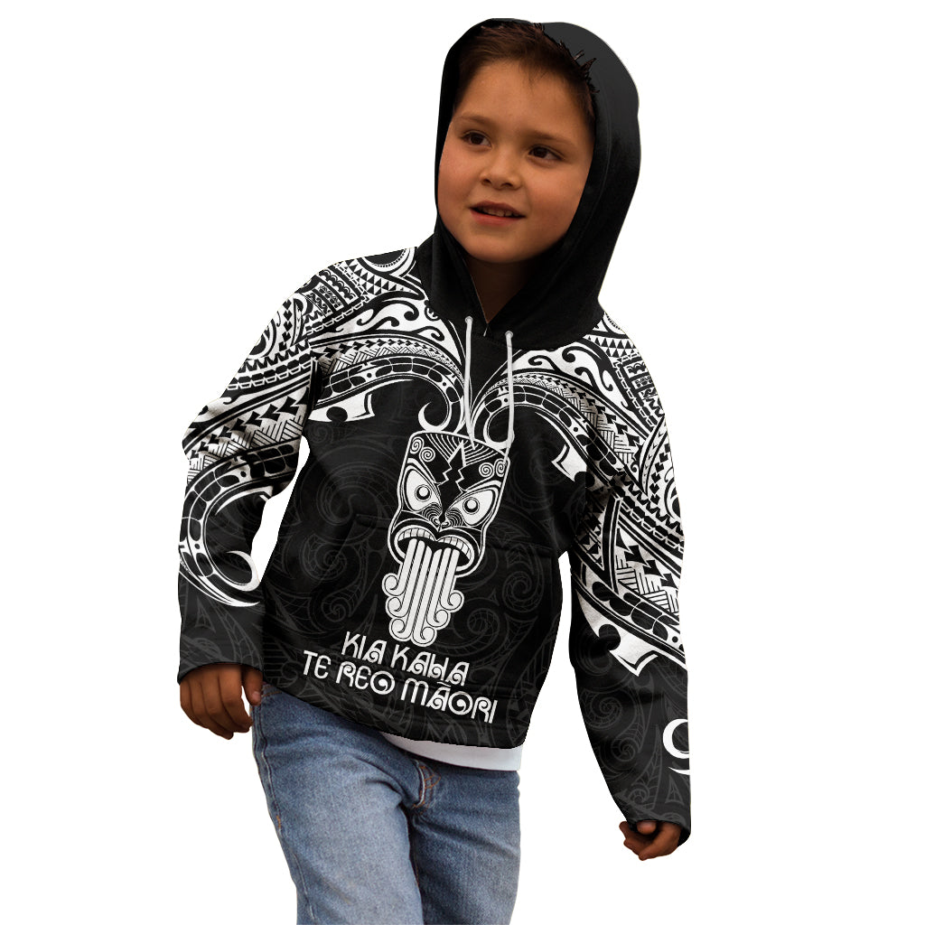 New Zealand Te Reo Maori Kid Hoodie Kia Kaha Maori Language Week Black Style - Wonder Print Shop