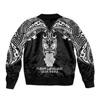 New Zealand Te Reo Maori Sleeve Zip Bomber Jacket Kia Kaha Maori Language Week Black Style - Wonder Print Shop