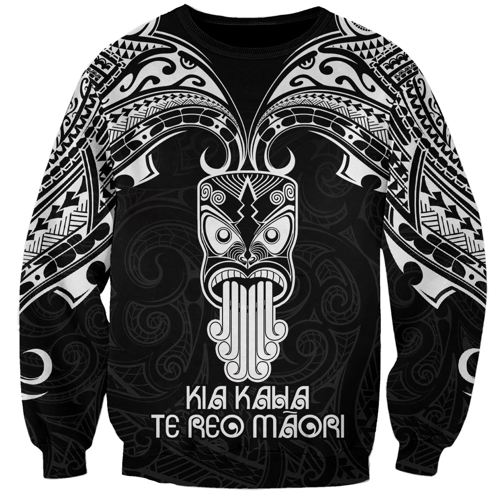 New Zealand Te Reo Maori Sweatshirt Kia Kaha Maori Language Week Black Style - Wonder Print Shop