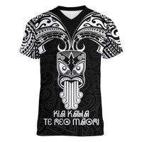 New Zealand Te Reo Maori Women V Neck T Shirt Kia Kaha Maori Language Week Black Style - Wonder Print Shop